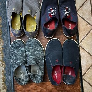 OluKai Men's Slip-On Shoes - Black, Gray, and Yellow